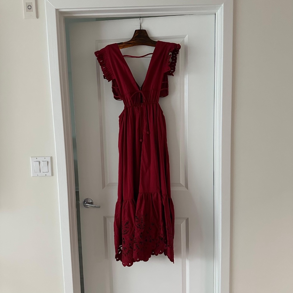 Farm Rio Red Butterfly Cut-Out Midi Dress - Picture 4 of 9